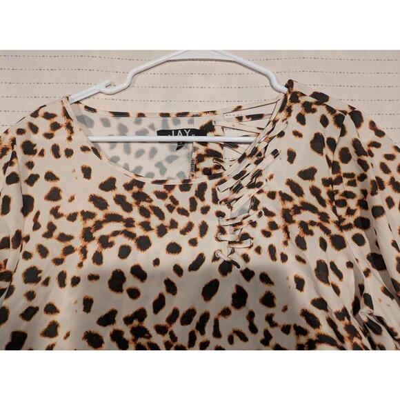 Jay Godfrey Stylish Jay Leopard Print Blouse Bell Sleeves Womens Medium - Picture 4 of 10